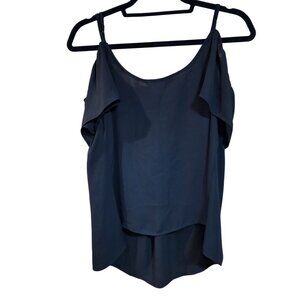 Decree Womens Cold Shoulder Lace Trim Top Medium Black